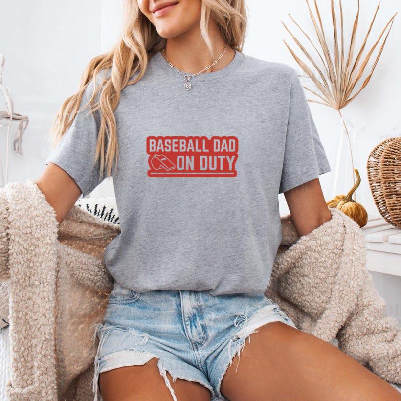 Baseball Dad On Duty Red Design T-Shirt
