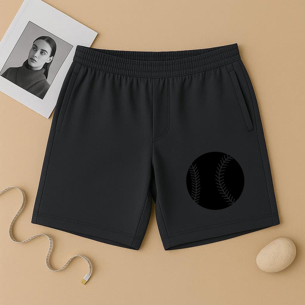 Black Baseball Ball Cut Out Short