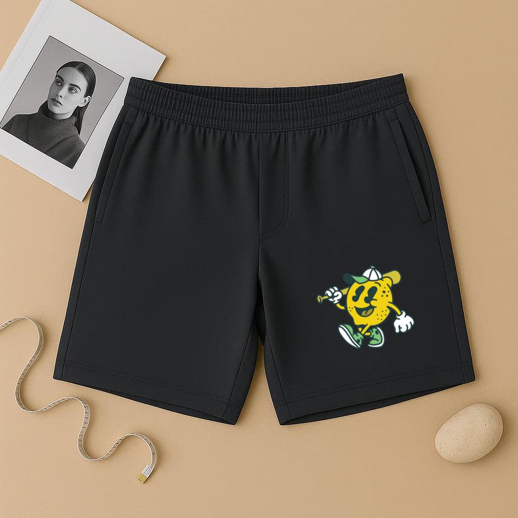 Cartoon Lemon Holding A Baseball Bat Short